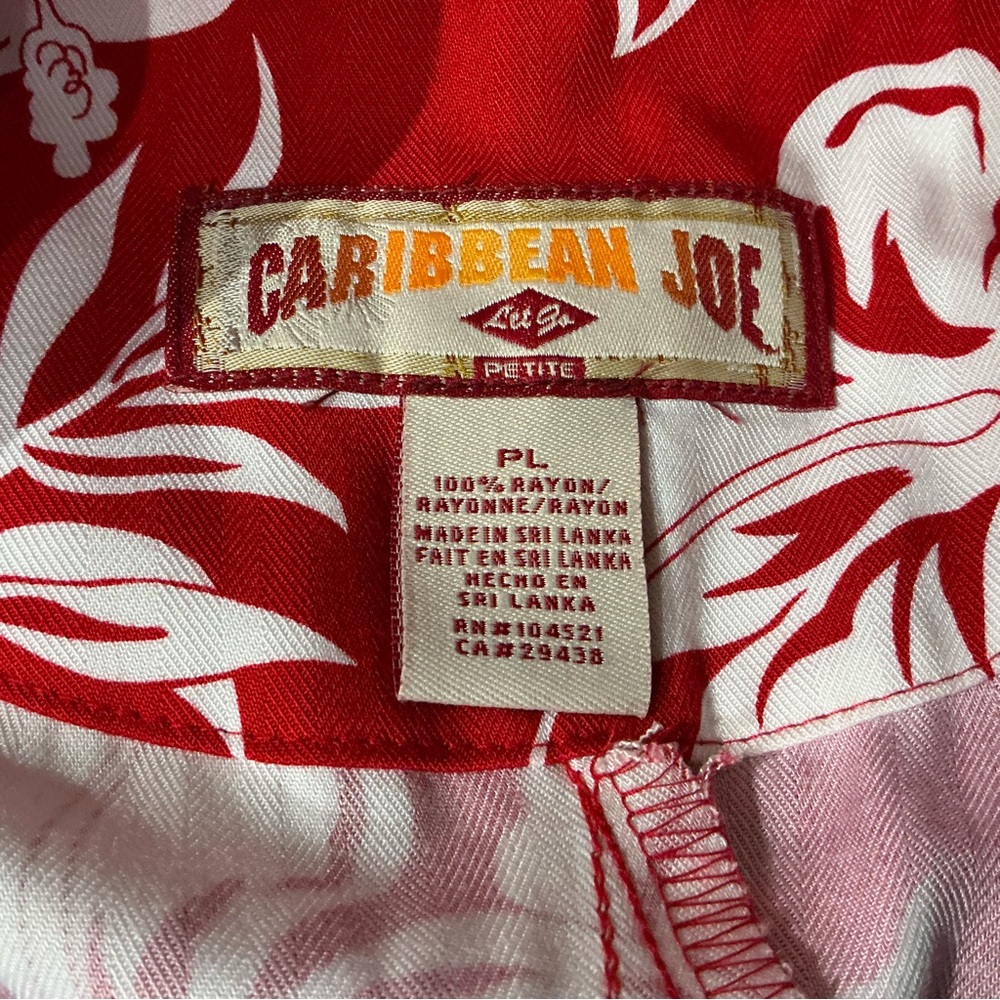 Caribbean Joe Dress Red White Floral Print Button Up Midi Wedding Guest Tropical - Picture 11 of 13